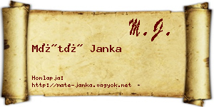 Máté Janka névjegykártya