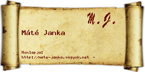 Máté Janka névjegykártya